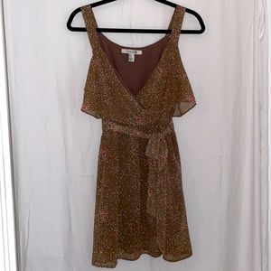 Forever 21 Brown w/White and Pink Polkadot Dress Size M